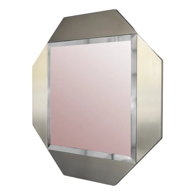 Mid-Century Italian Brass Mirror, 1970s For Sale