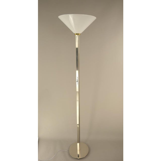 Chrome Uplights with Huge Opal Glass Shade, 1970s For Sale - Image 18 of 18