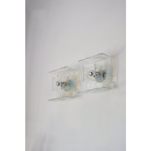 AVMazzega Italian Murano Glass Wall Lamps attributed to Mazzega, 1970s, Set of 2 For Sale - Image 4 of 11