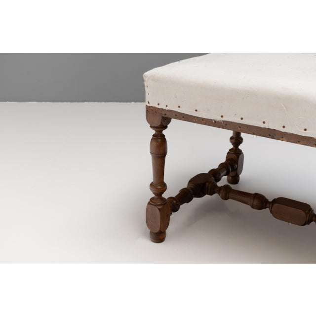 1920s Vintage French Stools in Walnut, 1920s, Set of 2 For Sale - Image 5 of 7