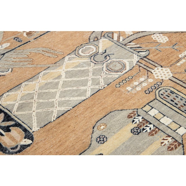 Apadana's Modern Samarkand Style Handmade Indian Wool Rug in Brown For Sale In New York - Image 6 of 10