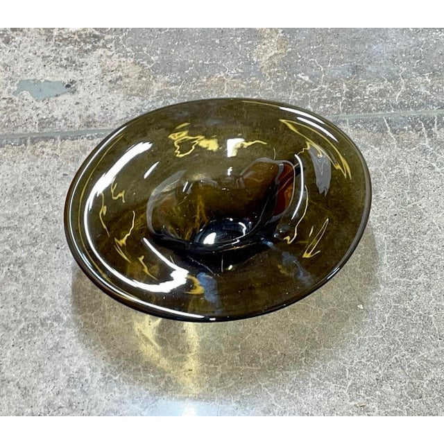Mid-Century Modern Large Sculptural Vintage Art Glass Vessel in Smoky Topaz | Attributed to Kosta Boda For Sale - Image 3 of 10