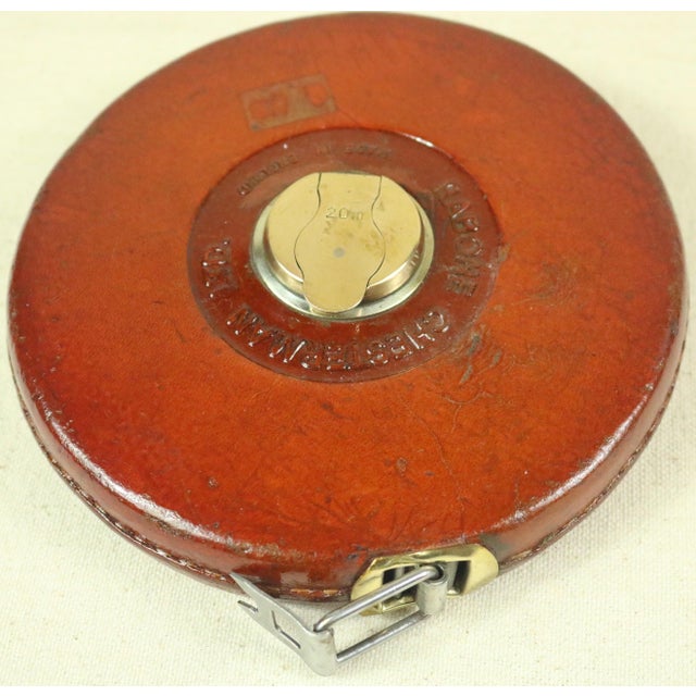Early 20th Century English Brass Bound Leather Measuring Tape For Sale - Image 4 of 5