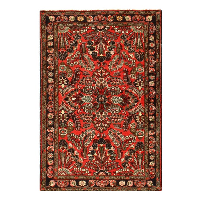 1970s Vintage Persian Hamadan Wool Rug - 3'3'' X 4'10'' For Sale - Image 4 of 4
