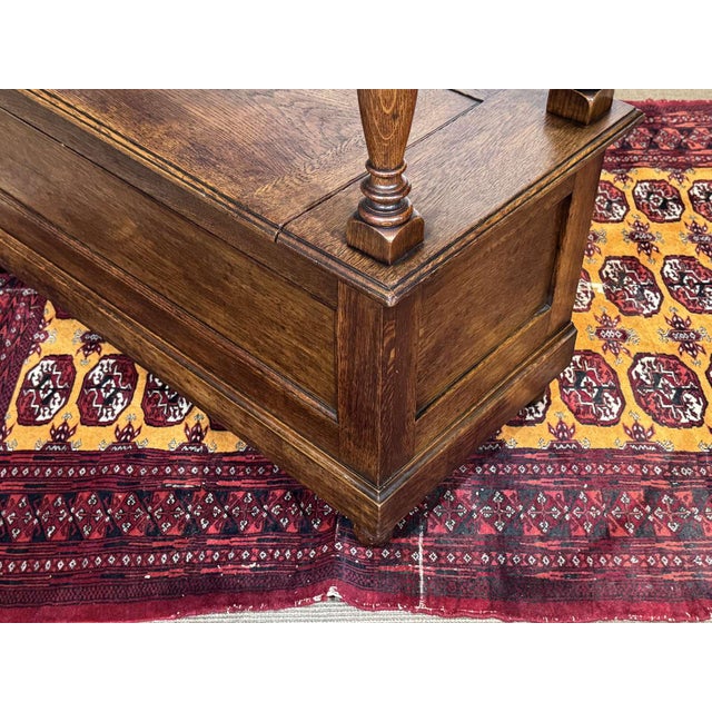 English Oak Storage Bench, 1930s For Sale - Image 14 of 16