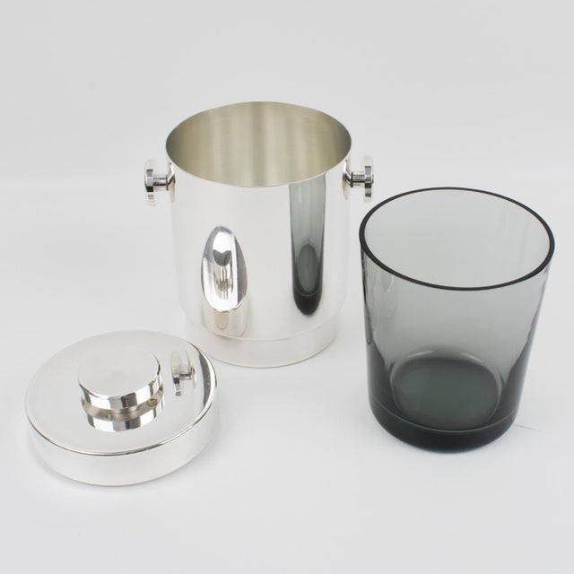 Lancel Paris Modernist Barware Silver Plate Ice Bucket Cooler, circa 1970 For Sale - Image 10 of 13