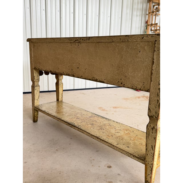 Vintage Rustic Spanish Colonial Style Distressed Console Table With Drawers For Sale - Image 9 of 12