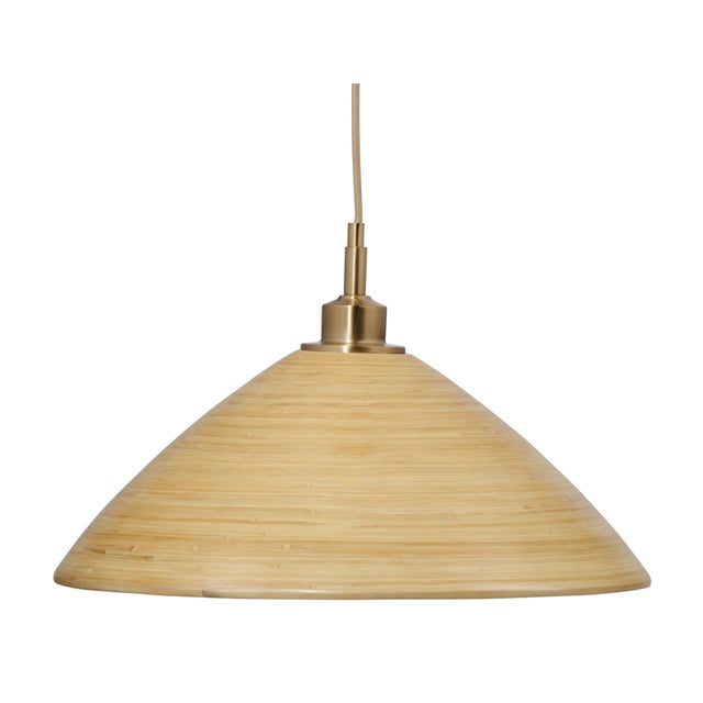 2020s Spun Pendant, Small Natural Bamboo For Sale - Image 5 of 5
