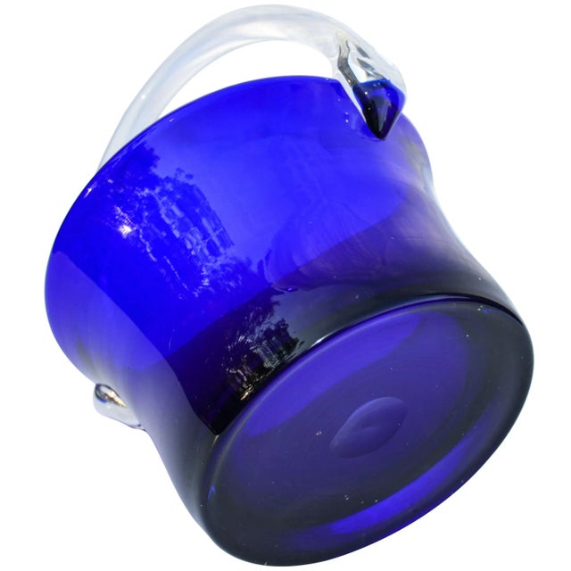 Cobal Blue Glass Art Basket For Sale - Image 4 of 6