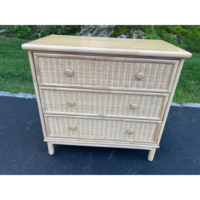 Petite Three Drawer Chest, Wicker and Wood, Bohemian Style, 1980s For Sale - Image 10 of 18