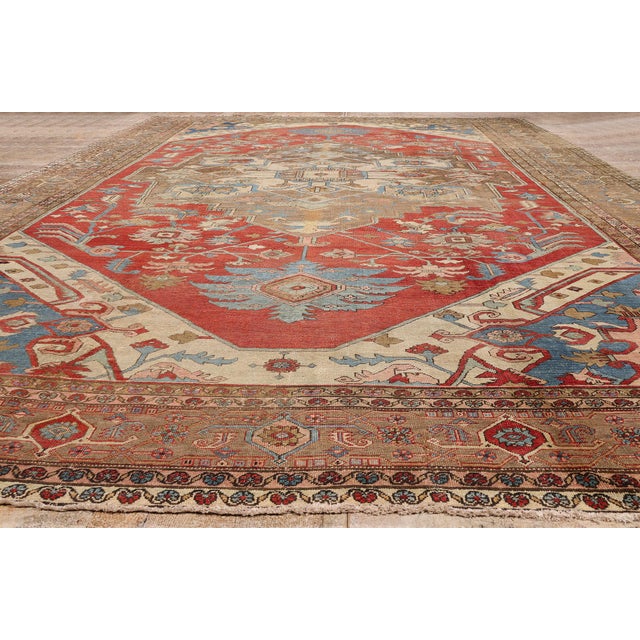 Late 19th Century Persian Serapi Rug, 12'00 X 18'11 For Sale - Image 9 of 10