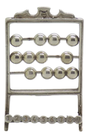 Vintage Italian Handmade Silver Abacus Figurine, 1970s