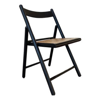 Scandinavian Black Wood and Rattan Folding Chair from Ikea / Eno, Ukraine, 1993 For Sale