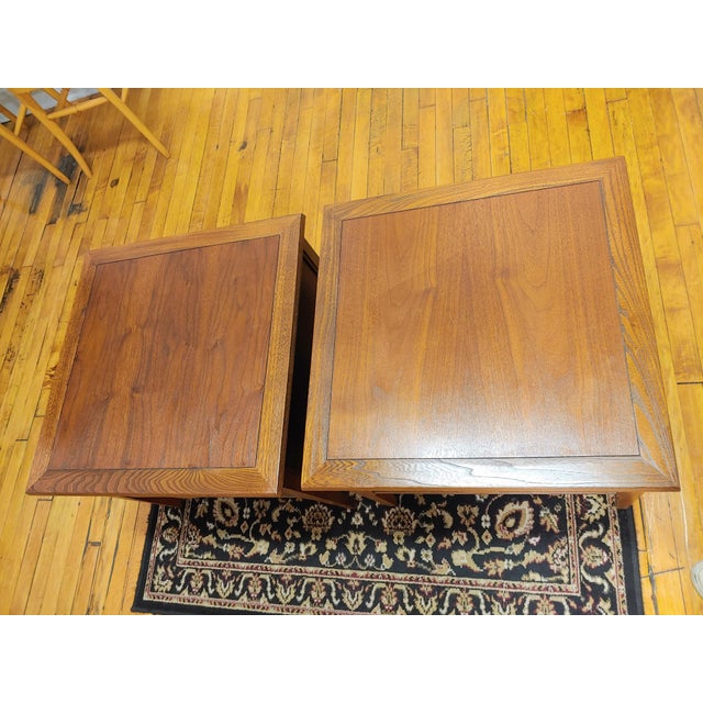 Mid-Century Modern Mid 20th Century Modern One Drawer Walnut Side Tables, a Pair For Sale - Image 3 of 6