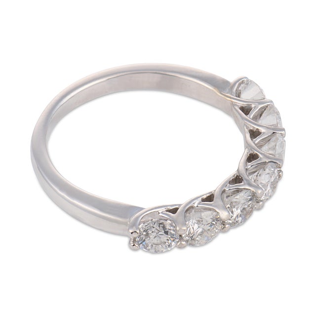 Vintage Diamond 18k White Gold Half Eternity Band, Size 4.25 For Sale - Image 4 of 6