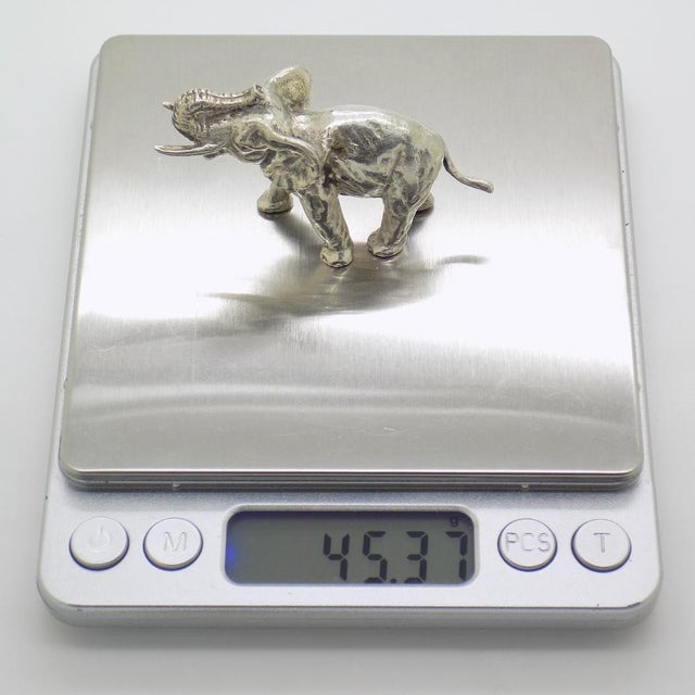 Silver Large Vintage Italian Handmade Genuine Silver Elephant Figurine, 1940s For Sale - Image 8 of 11
