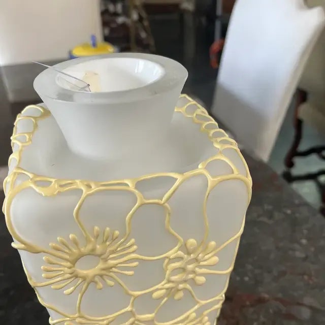 White 1990s Italian Glass White Vase With Silicon Design For Sale - Image 8 of 11