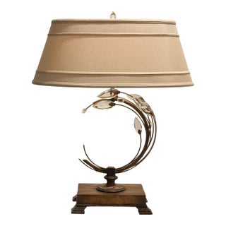 Late 20th Century Fine Art Handcrafted Lighting Crystal Laurel Table Lamp For Sale