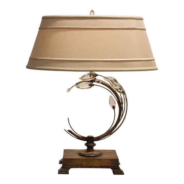 Late 20th Century Fine Art Handcrafted Lighting Crystal Laurel Table Lamp For Sale