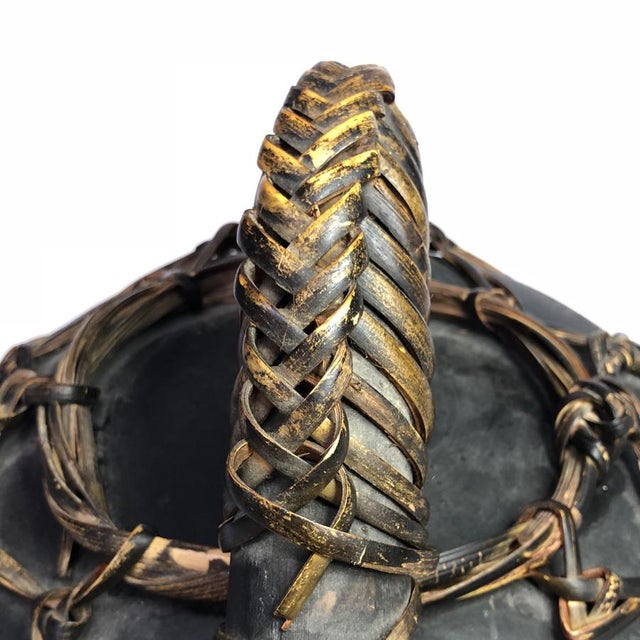 Textile Primitive African Tribe Earthenware Weaved Clay Water Pitcher For Sale - Image 7 of 12