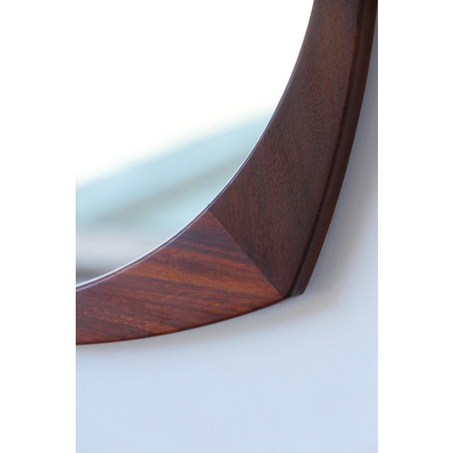 1960s Vintage Scandinavian Round Mirror in Teak, 1960 For Sale - Image 5 of 11