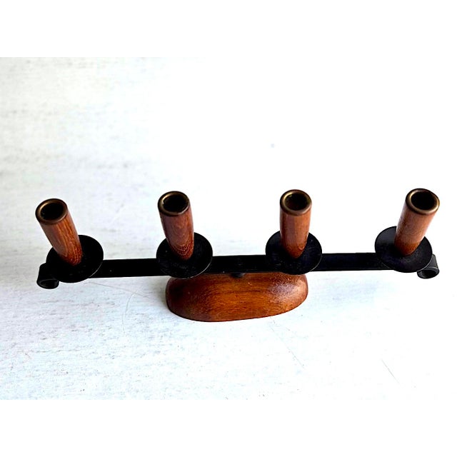 Mid-Century Modern 1980s Lüthje Danish Teak Wood Candelabra For Sale - Image 3 of 13