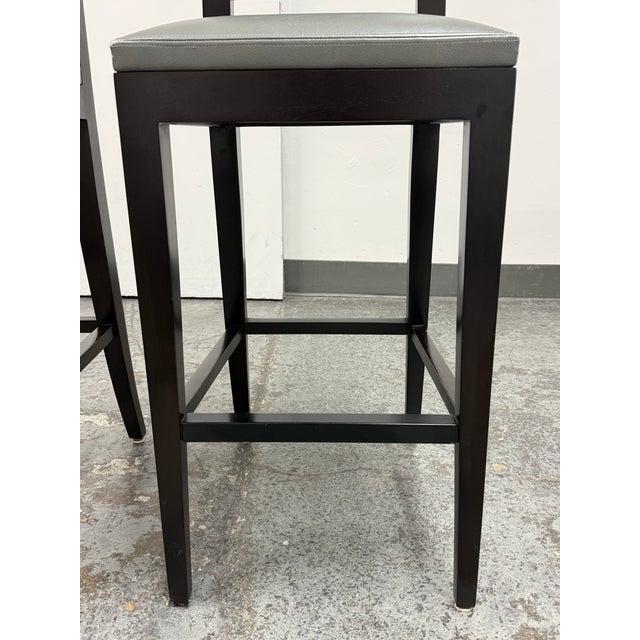 Christian Liaigre for Holly Hunt Archipel Leather Barstools, Pair For Sale - Image 9 of 12