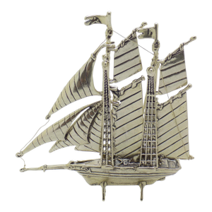 Vintage Italian Handmade Genuine Silver Large Sailing Ship Detailed Figurine