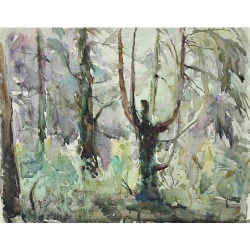 Carlo Ravagnan, Wood in Alsace, 1963, Watercolor on Paper For Sale - Image 3 of 3