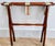 Wood Vintage Scheibe Folding Wooden Luggage Rack With Floral Tapestry Straps For Sale - Image 7 of 8
