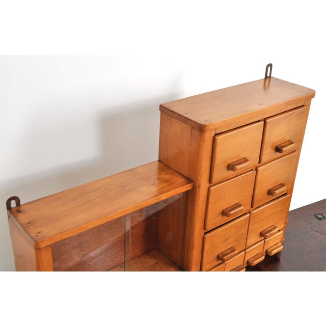 Wood Small Beech Chest of Drawers with Display Case, 1930s For Sale - Image 7 of 11