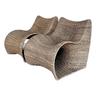 Vintage Biomorphic Seagrass Lounge Chairs - Set of 2 For Sale