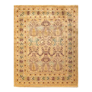 Vintage Moroccan Hand Knotted Wool Area Rug, Gold - 8'0" X 10'1"