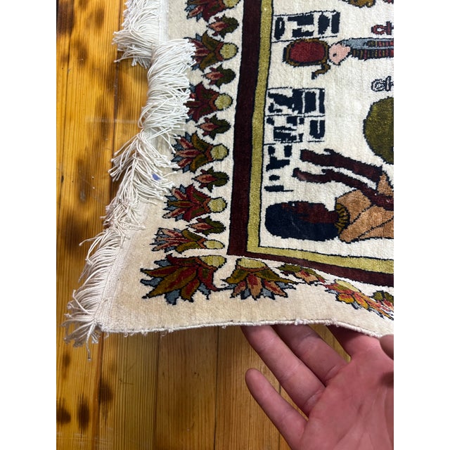 Handmade Silk Egyption Tapestry Area Rug High Quality For Sale - Image 9 of 12