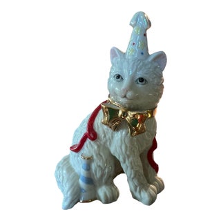 1970s Ceramic Lennox Birthday Cat With Party Hat For Sale