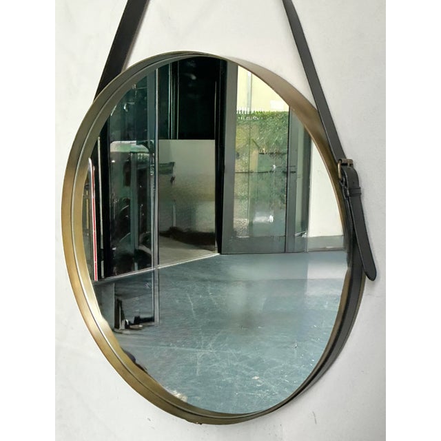 Contemporary Vintage Boho Jaime Young Leather Strap Mirror For Sale - Image 3 of 6