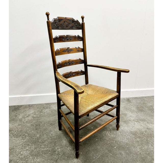 19th Century Handcrafted and Carved Ladder Back Chair, 1840s For Sale - Image 12 of 12