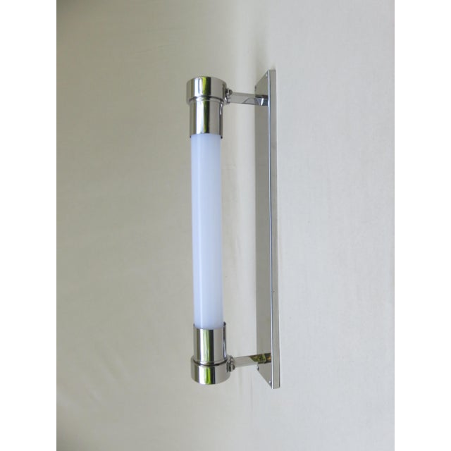 Bauhaus Bauhaus Machine Age Chrome-Plated Wall Lights with Festoon Bulbs, 1920s, Set of 2 For Sale - Image 3 of 16
