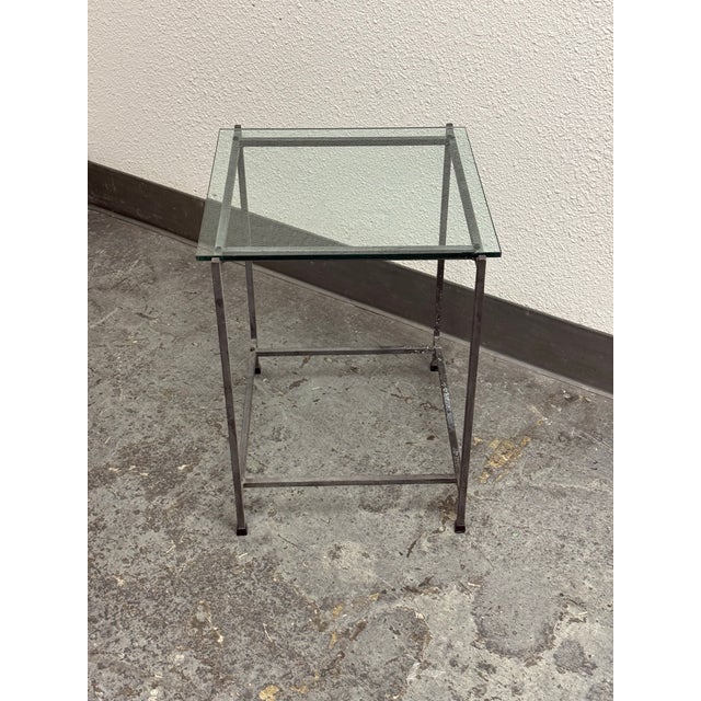 Late 20th Century Contemporary Glass Top Side Table For Sale - Image 5 of 12