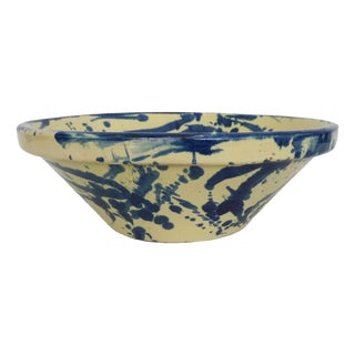 Blue and Yellow Glazed Stoneware Pot from Provence, 1970s For Sale