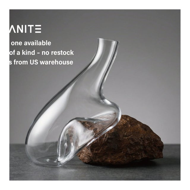Sculptural Crystal Vase With Natural Stone – One of a Kind Coffee Table Art For Sale