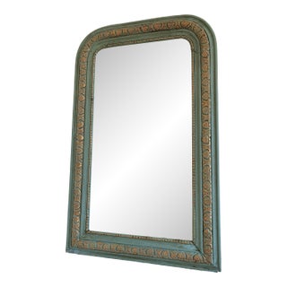 Large Antique French Louis Philippe Mirror – Green and Gold, Late 19th Century For Sale