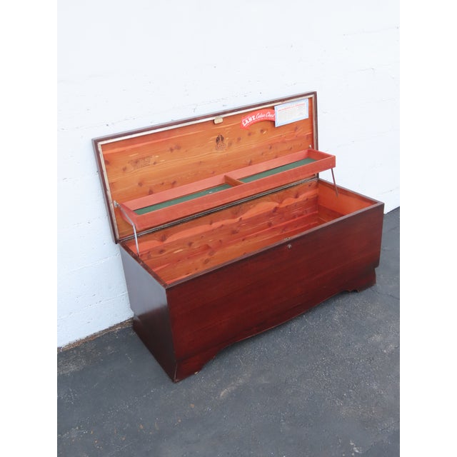 Lane Furniture Lane Mid Century Mahogany Cedar Chest Blanket Trunk Bench With a Shelf 6633 For Sale - Image 4 of 16