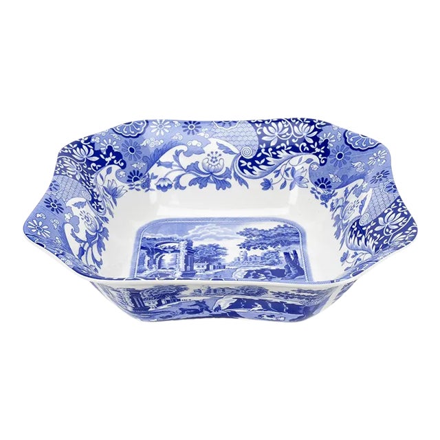 Spode Blue Italian Square Serving Bowl 9.5" For Sale