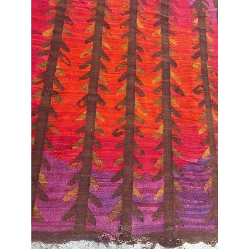 Very beautiful mid-century Scandinavian modern rug with a nice design and beautiful colours, entirely handwoven by wool on...