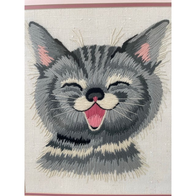 The Bucilla Crewel Embroidered Happy Cat is a handmade piece of retro vintage charm, featuring a Siamese cat design. This...