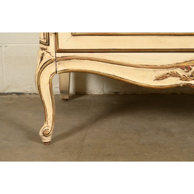 Henredon French Provincial Louis XV Cream Lacquered Armoire Dresser or Gentleman's Chest, Circa 1960s For Sale - Image 11 of 15
