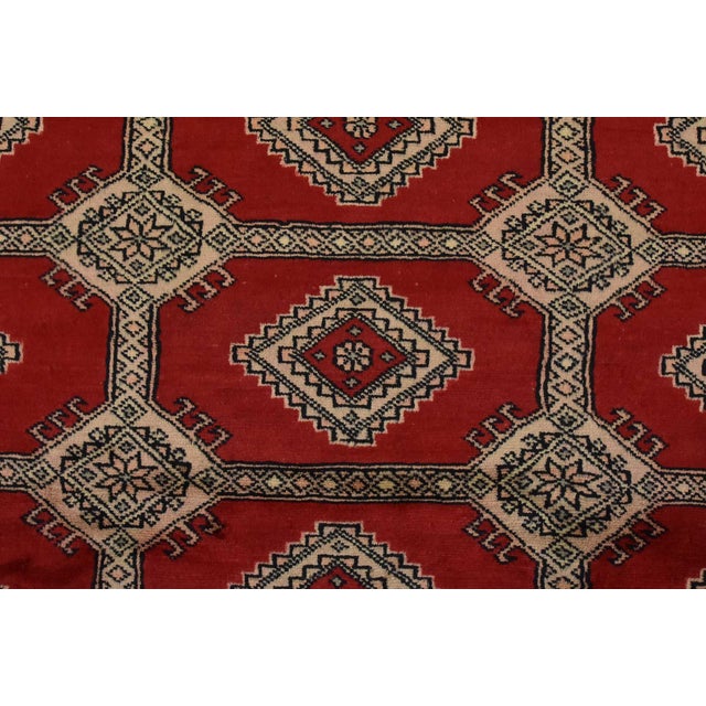 Bokhara Jaldar Rug 8’3” X 10’2” Red Wool Tribal Hand-Knotted Oriental Carpet For Sale - Image 9 of 14