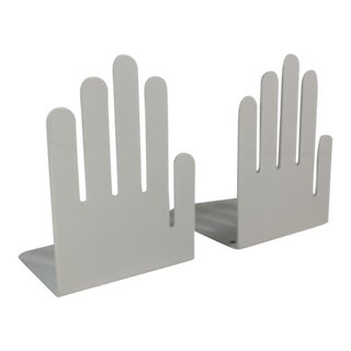Circa 1980s Spectrum Div. Design Lacquered Metal Hand Bookends For Sale