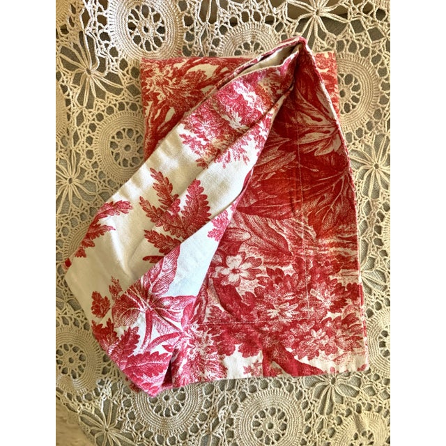 Red Pair Pottery Barn 2006 Matine Pillowsham Red Toile Floral Classic Traditional French Country Standard Size For Sale - Image 8 of 12